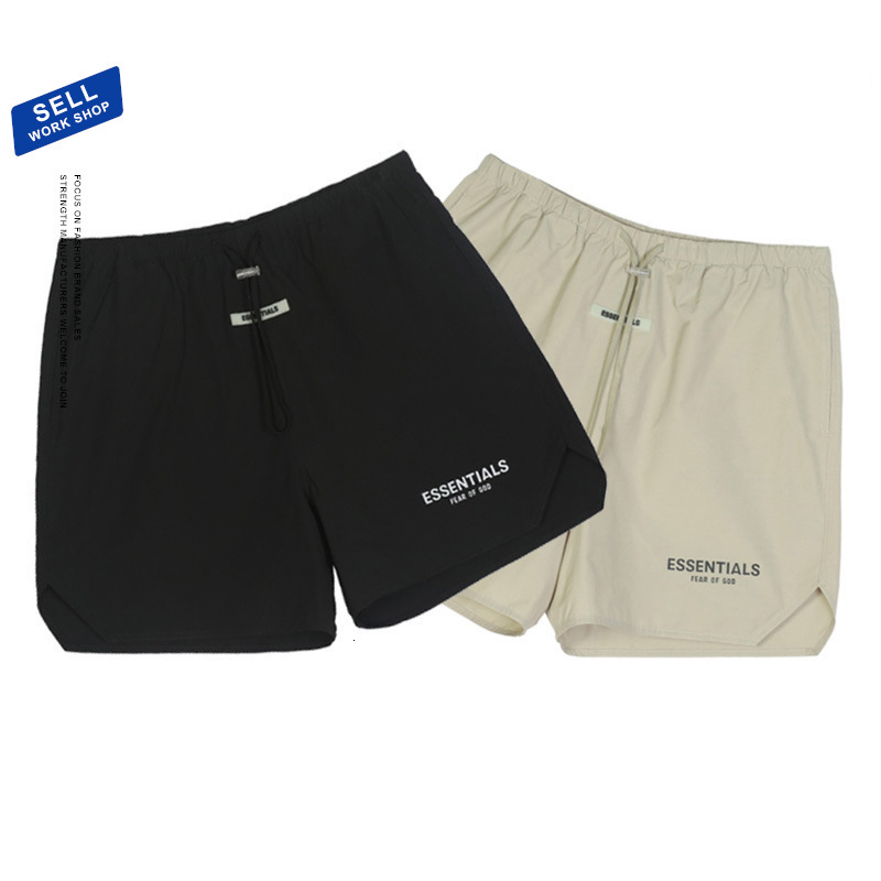 

Couple Fog Essentials Summer Shorts High Street Reflective Nylon Drawstring Leisure Sports Fg Fashion Brand, White;black