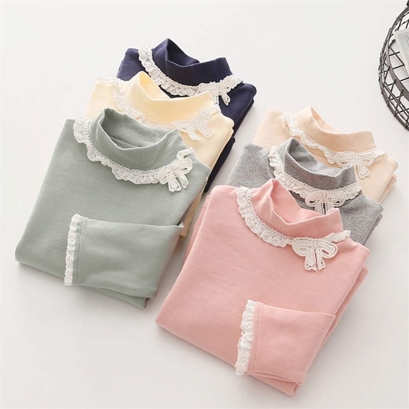 

Baby Long Sleeve T shirt spring Children's Clothing Toddler Kids Princess Bowtie Basic Blouse 3 5 7 10 Years Girls Tops 210701, Blue