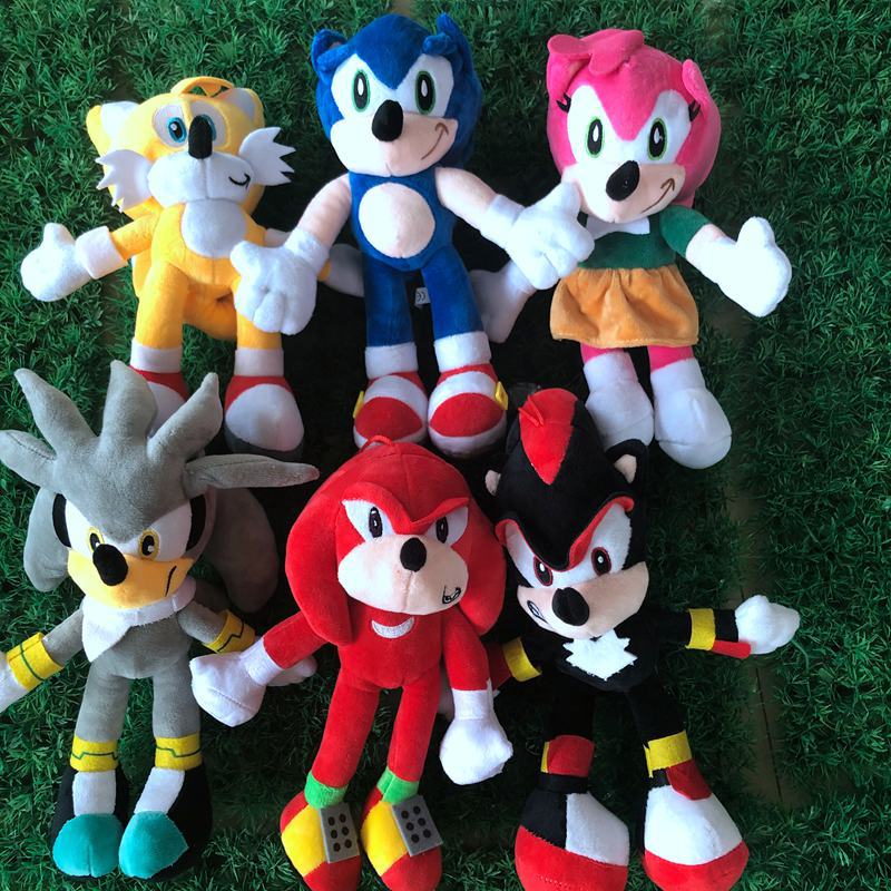 

28cm nnew arrival sonic the hedgehog sonic tails knuckles the echidna stuffed animals plush toys gift free, As shown