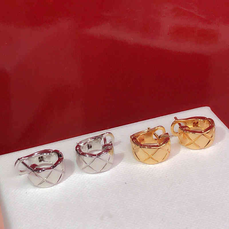 

2021 Trend Brand Pure 925 Sterling Silver Jewelry Gold Color Earrings For Women Lozenge Design Wedding Party Ear Pin C