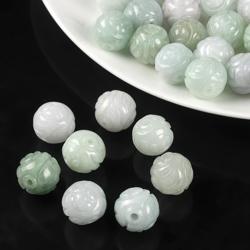 

Other 5pc Natural Jade Emerald Lotus Bead 13mm Diy Accessorie Bangle Charm Jewellery Fashion Hand-carved Luck Amulet Jades Stone Beads