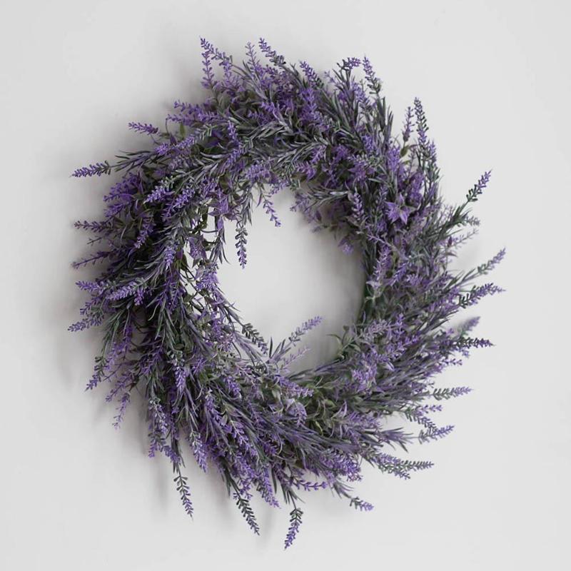 

Decorative Flowers & Wreaths Fake Lavender Hanging Wreath Garland For Front Door Window Wall Christmas Party Wedding Decoration