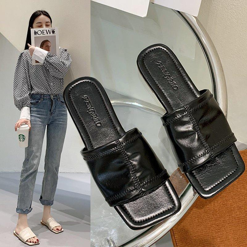 

Slippers For Women To Wear In Summer 2021 Korean Fashion Flat Bottomed Leisure Fairy Beach Shoes, Black