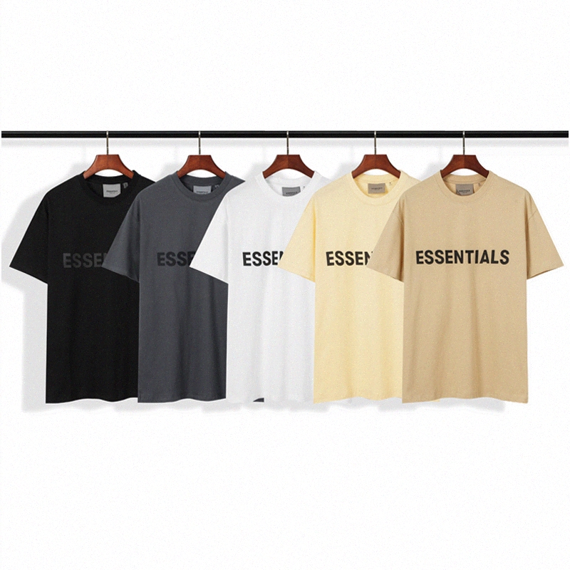 

20ss Ins t-shirt Spring Summer Hip Hop Fear Of God Front Essentials Silicon Tee Skateboard Tshirt Fog Men Women Short Sleeve Casual T I2ip#, White;black