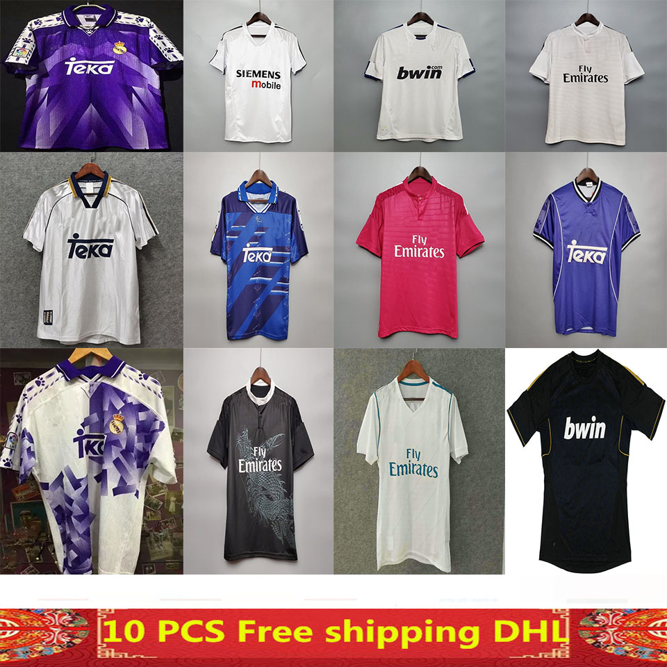 

ZIDANE RAUL Retro Real Madrid 96 97 soccer jersey GUTI Ramos McManaman 13 14 15 16 RONALDO Beckham 06 07 99 00 REDONDO 98 97 96, Black;yellow