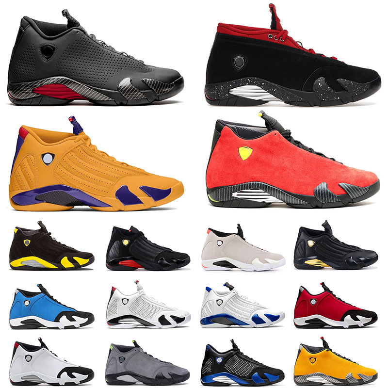 

Mens Jumpman 14 14s XIV Basketball Shoes Red Lipstick Toro Gym Blue Thunder Chameleon Desert Sand Hyper Royal Candy Cane Black Toe Trainers Designer Sneakers, B5 university gold