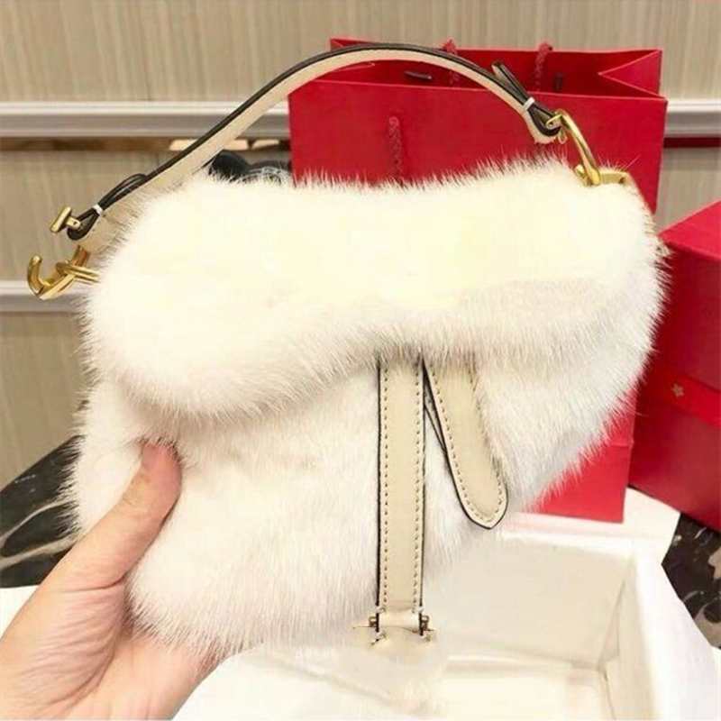 

Fairy mink hair saddle bag super fire handbag fur pistol