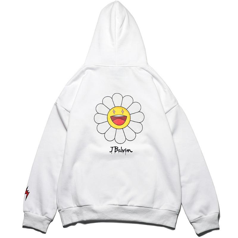 

Men's Hoodies & Sweatshirts Hooded Ins Star Murakami Sun Flower Sweatshirt Fleece Hoodie Loose Anime Cute Floral Print Hoody Purple, White