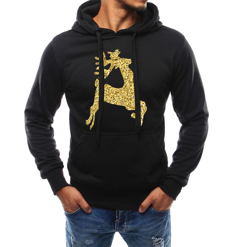 

Men's Hoodies & Sweatshirts 2021 Hip Hop Sweatshirt Hoodie Color Christmas Deer Street Wearing Harajuku Cotton Shoku Black