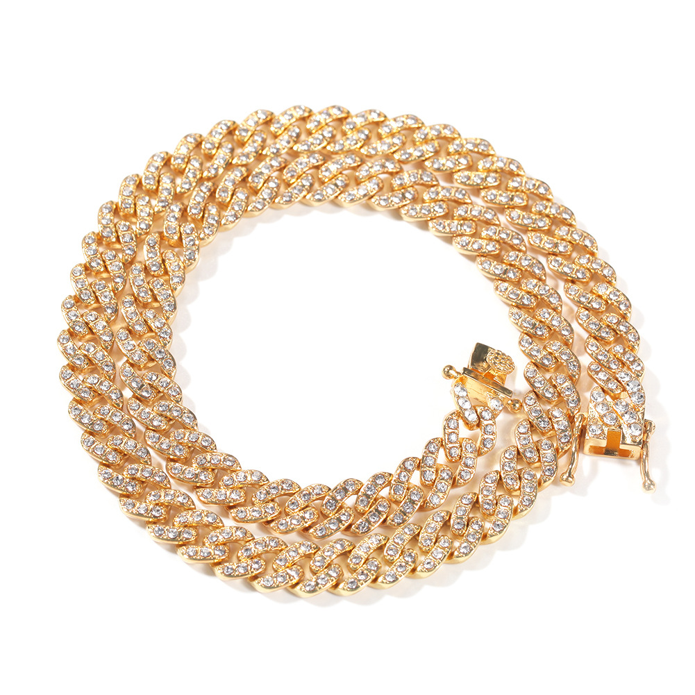 

9MM Iced Out Gold Silver Miami Cuban Link Chain CZ Bling Necklaces For Mens Hip Hop Jewelry for Nightclub Party Daily