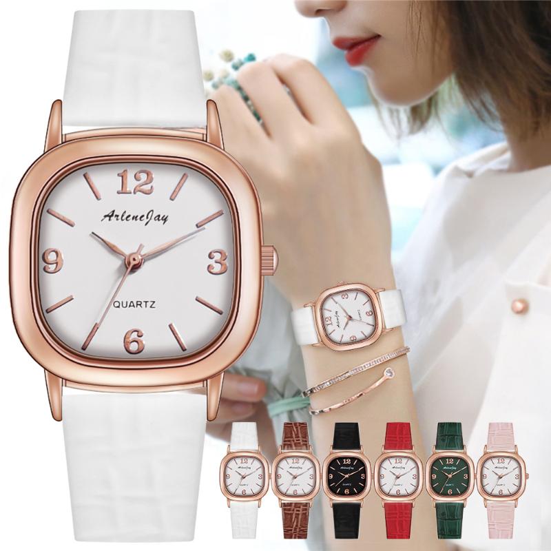

Wristwatches Fashion Trend Small Student Quartz Watch Retro Square Belt Relogio Feminino Women's Wristwatch, As picture show