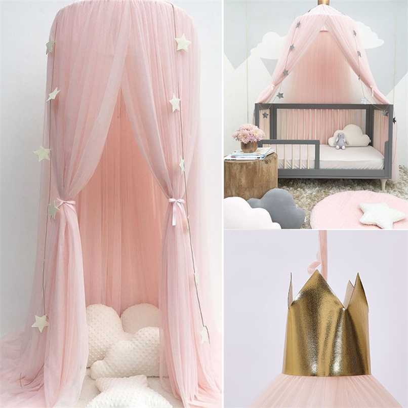

Summer Children Kid Bedding Mosquito Net Romantic Baby Girl Round Cover Canopy For Nursery CA 211106