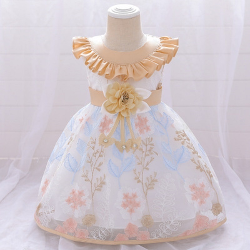 

Girl's Dresses Summer flower tulle lace elegant party children's clothing girl princess dress 1027, As pitcure