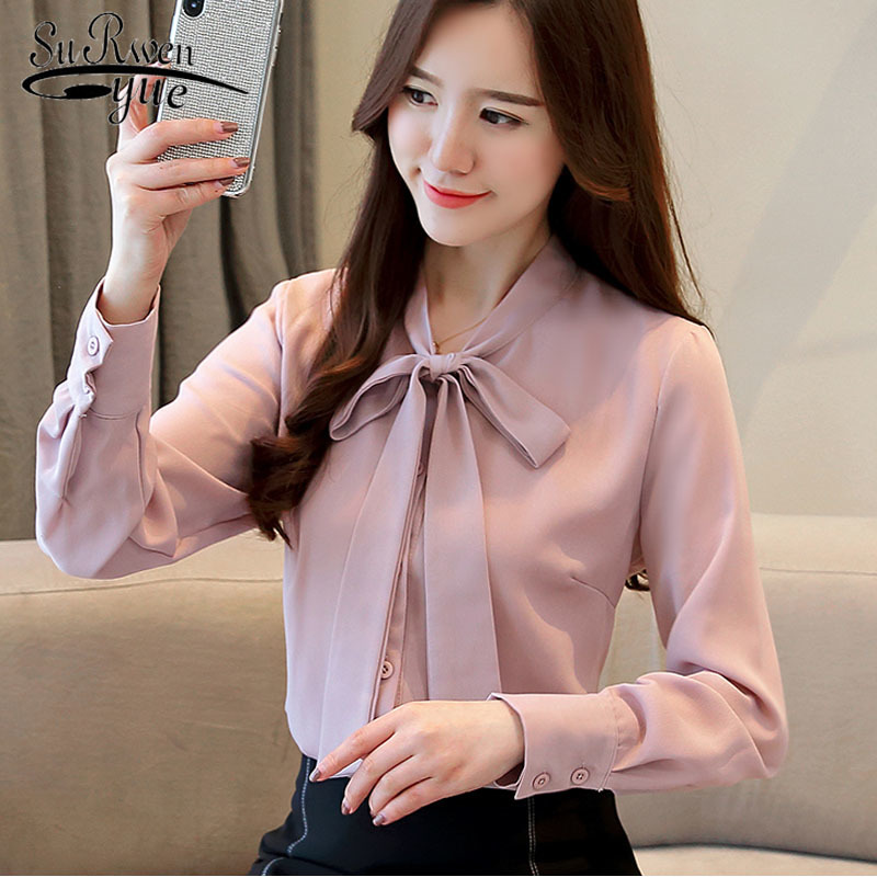 

autumn fashion Chiffon women' clothes shirts pink long sleeve striped womens tops and blouses feminine blusa 1419 45 210521