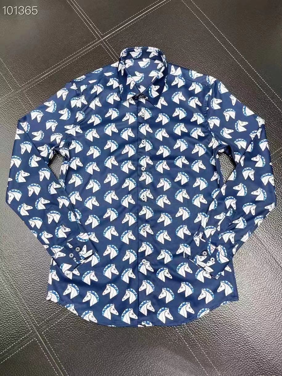 

Mens Designer Shirts Brand Clothing Men Long Sleeve Dress Shirt Hip Hop Style High Quality Cotton SHIRTS 6918, Blue