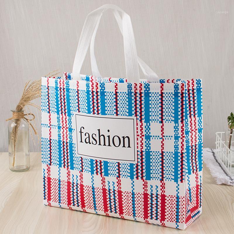

Storage Bags Strip Foldable Shopping Bag Reusable Tote Pouch Women Travel Handbag Fashion Shoulder Non-woven
