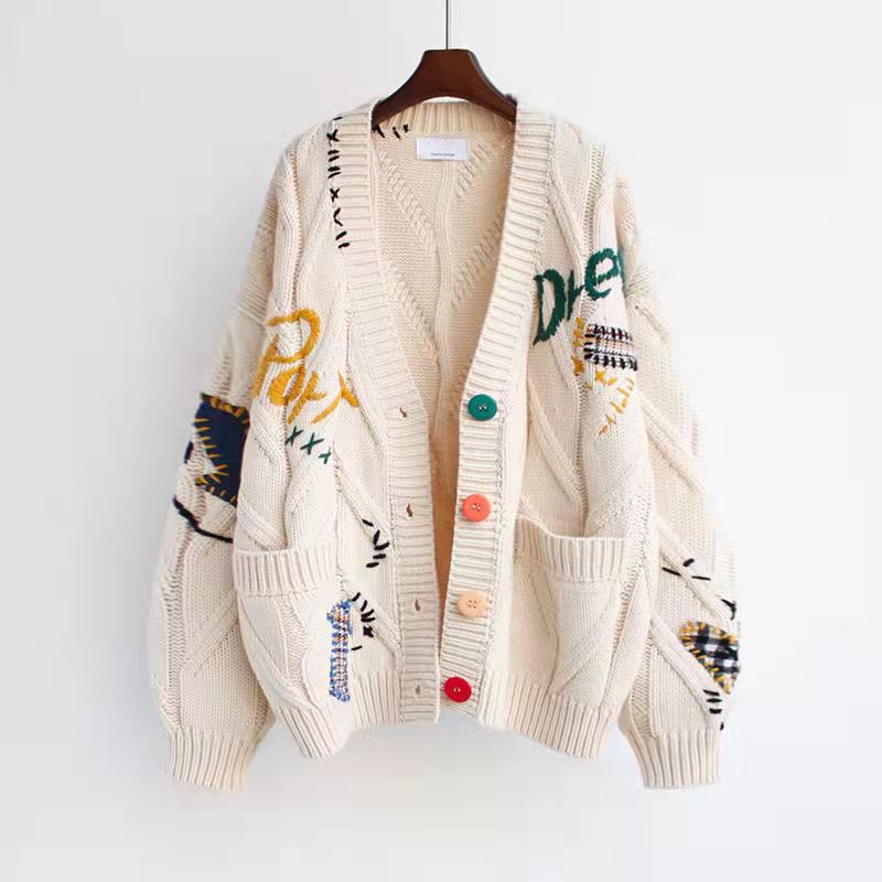 

Luxury cardigan sweater womens jacket loose lazy dtyle knitted women sweaters top