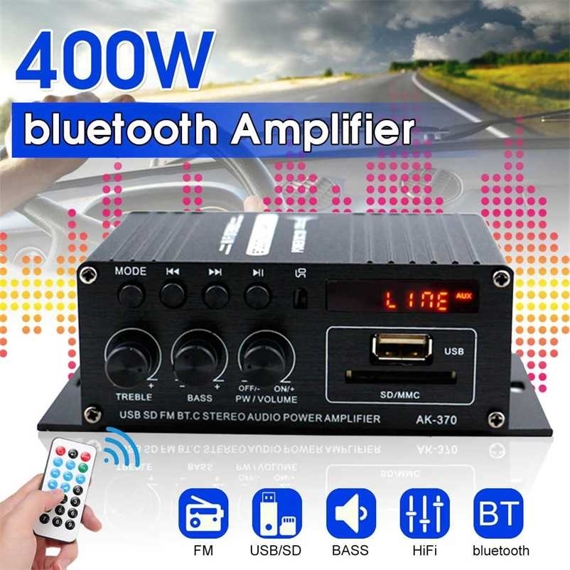 

400W Car Power Amplifier 2 CH Hifi Home Subwoofer Audio Amp Stereo Sound Speaker bluetooth Remote Control Support 211011