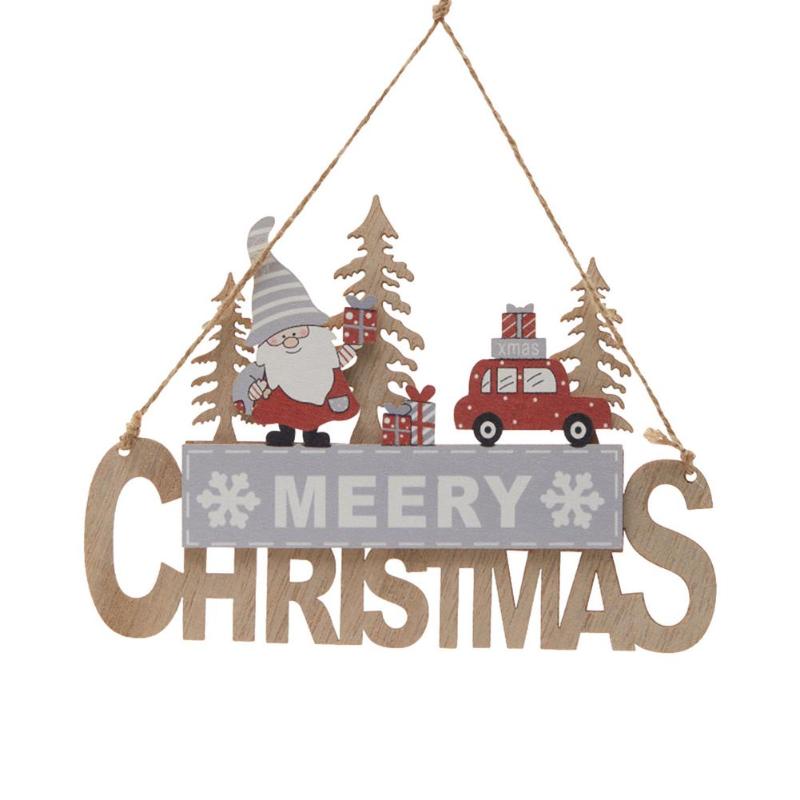 

Christmas Decorations Wooden Wall Decor Merry Hanging Door Sign Front Pendant Santa Claus Elf Gnome Decoration Home Ornament