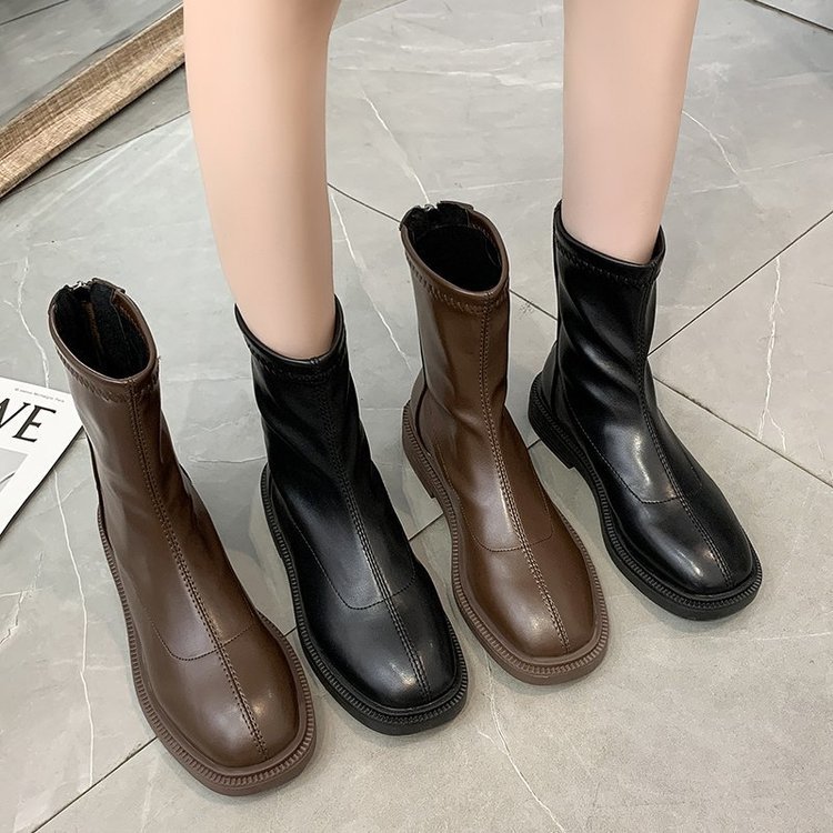 

Tube han edition pure boot color in fall 2021 new car with the zipper stitches Womens boots Martin Knight Wholesale size 35 to 40, Customize