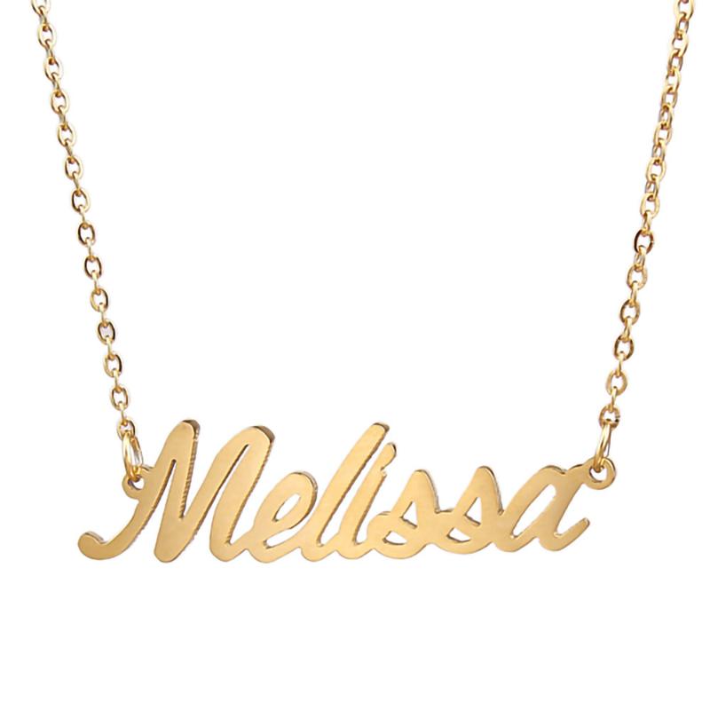 

Pendant Necklaces Melissa Name Necklace Personalised Stainless Steel Women Choker 18k Gold Plated Alphabet Letter Jewelry Friends Gift