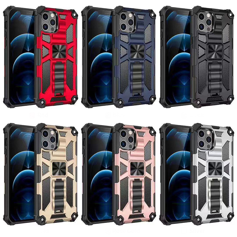 

Magnetic kickstand case for iPhone 12 pro max 11 XR XS 6 7 8 Plus S21 Ultra S20 Hybird Armor case, Black
