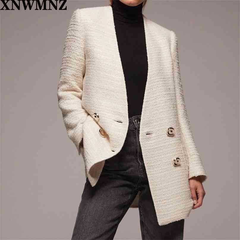 

fashion women textured double-breasted frock coat Ladies Elegant long sleeve V-neck pronounced shoulders overcoat Lady 210520, Picture color