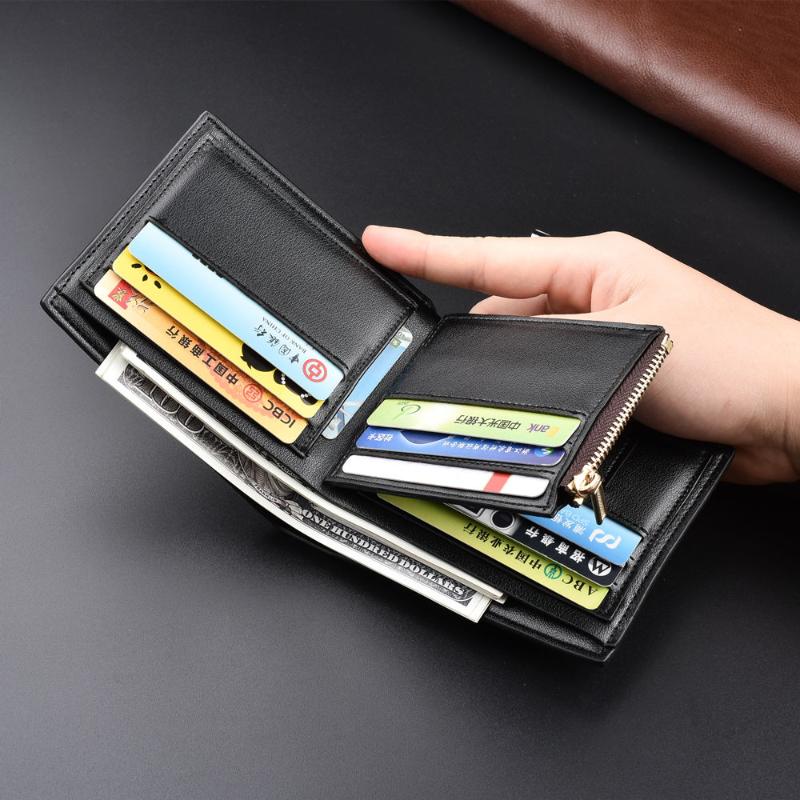 

Wallets DEABOLAR Men's Short Wallet Korean Version Of The Business Multi-card Zipper Coin Purse Multi-fold, Brown1