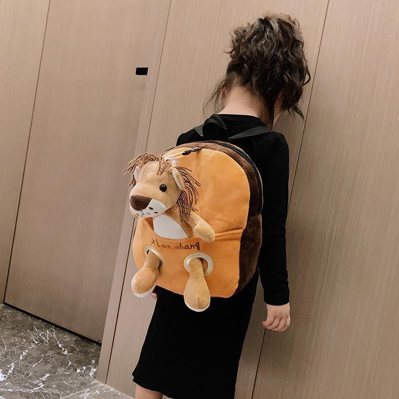 

Plush Cartoon Lion Backpack For Children Satchel Kindergarten Baby Lovely Bags Girls And Boys 2021 School