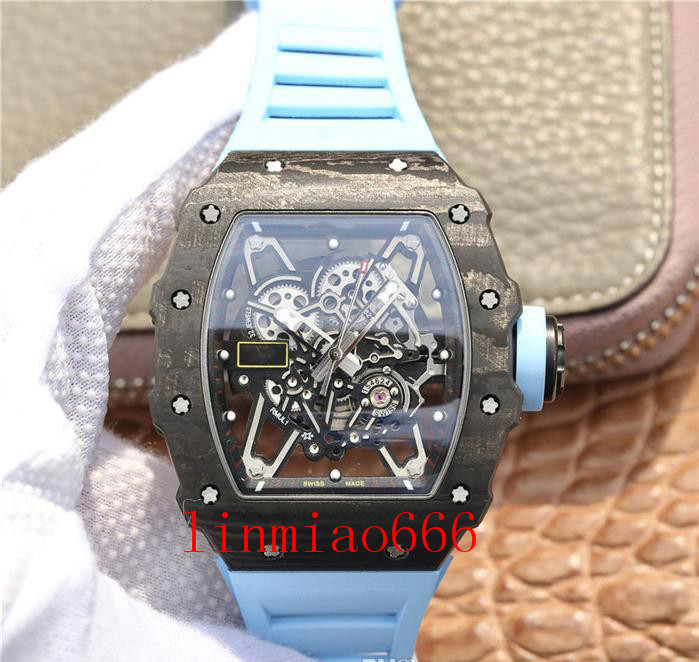 KV Super RM35-02 waterproof watch montre DE luxe 43mm carbon fiber case silicone watch band automatic mechanical movement watches-image-710833639