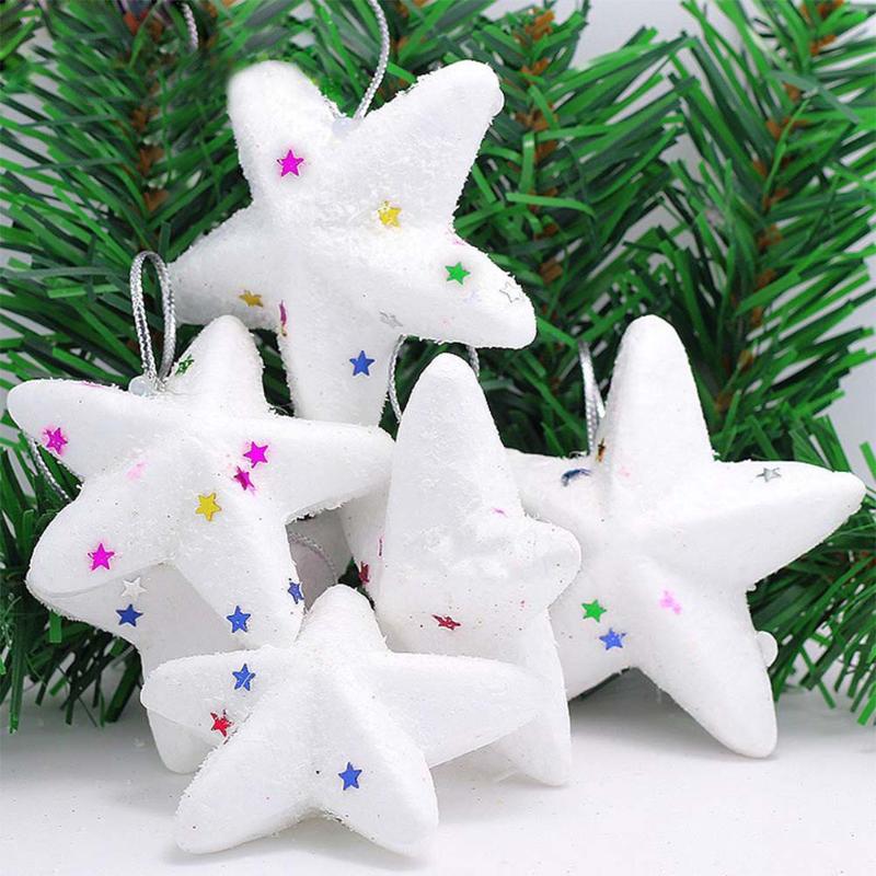 

Christmas Decorations 18pcs Snow Hanging White Crafted Pendants Tree Ornaments (Five-pointed Star + Bell +)