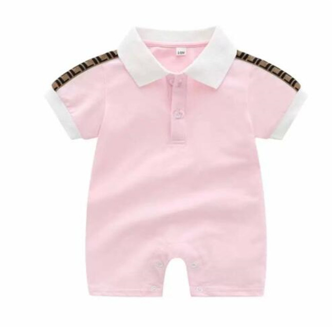 

Cute Newborn Baby Rompers kids Girls Boy Short Sleeve Cotton Clothes Designer Letter Print Infant Baby jumpsuits Children Pajamas, Pink