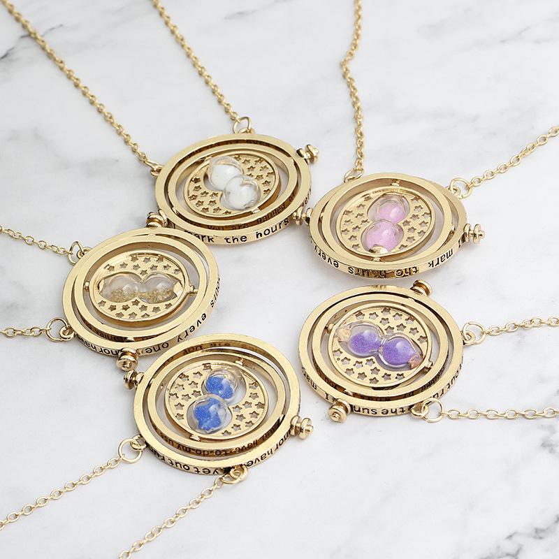 Pendant Necklaces Gift Box Packing Free Time Sand Necklace Fashion Movie Theme For Kids Children Rotate Statement Jewelry-image-708488750