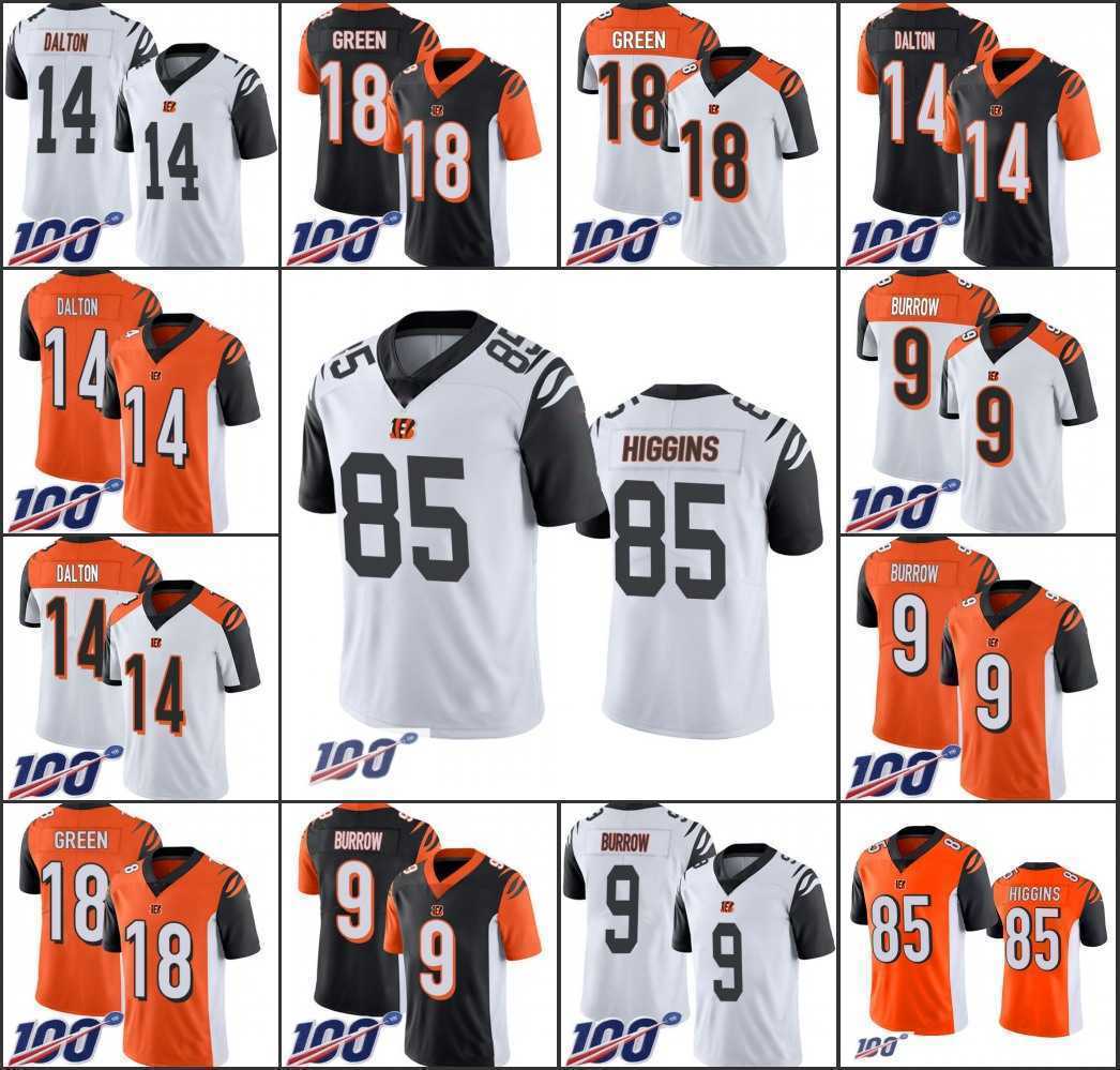 

CincinnatiBengalsMen #14 Andy Dalton 18 A.J. Green 9 Joe Burrow 85 Tee Higgins Women Youth 100th Limited Jersey