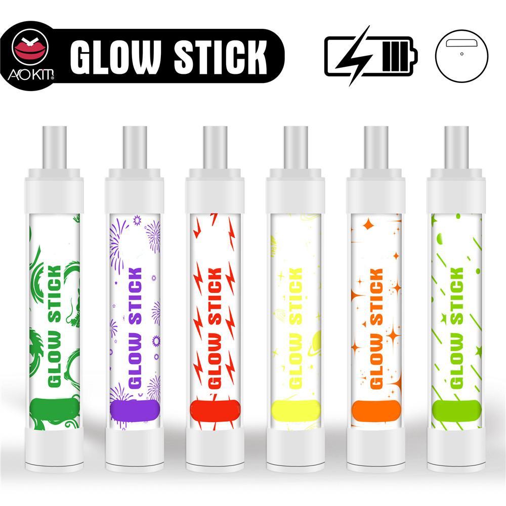 

100% Original Aokit Glow Stick Disposable Device Cigarettes 2600 Puffs 8ML Pre-Filled Vape Pods Rechargeable battery aviliable loy xl