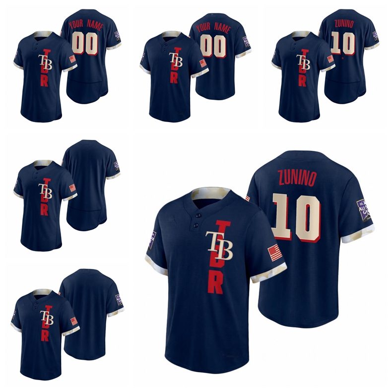 

TampaBayRaysMEN Baseball Custom Mike Zunino Navy 2021 All-Star Game Jersey, Black