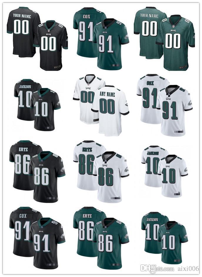 

Mens Womens Youth PhiladelphiaEagles10 Desean Jackson 86 Zach Ertz 91 Fletcher Cox Black White Green Custom Football Jersey, Black;red