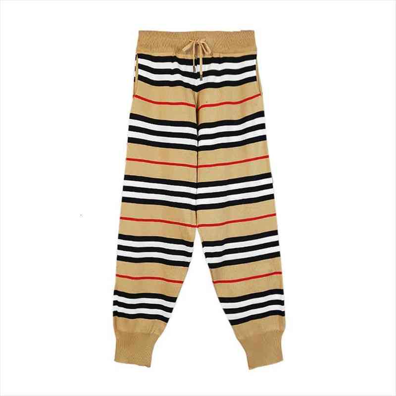 

on women classic vintage striped knitted sweater pants casual y2k drawstring femme capri-pants leggings harajuku trousers, Black;white