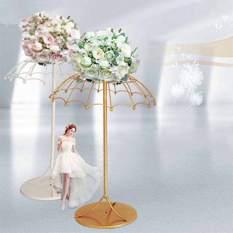 

Party Decoration Wrought Iron Wedding Decor Umbrella Flower Ware Creative DIY Gold And White Arrangement Props Home