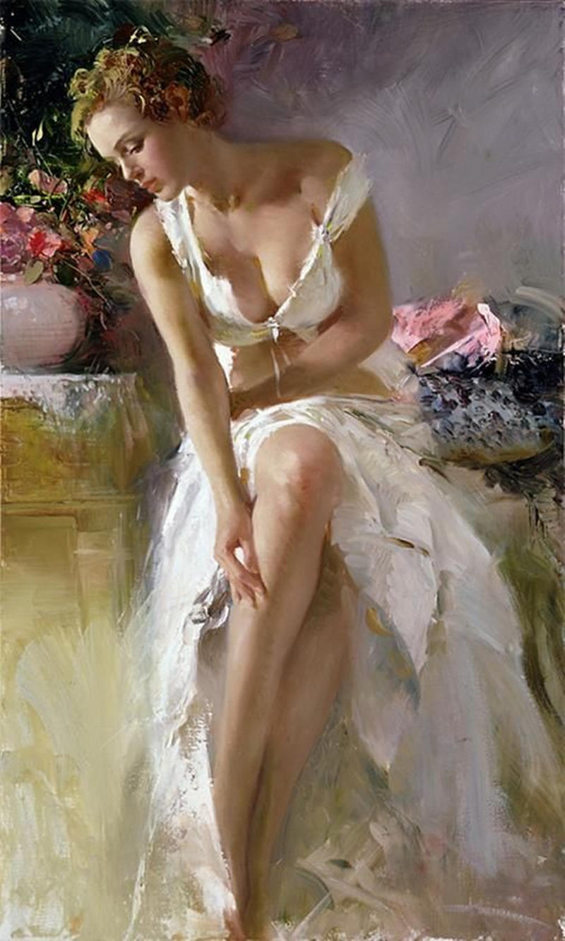 Sexy Lady Portrait Art Oil Painting on Canvas Modern Wall Artwork Pictures for Living Room,Bedroom,Bathroom, Home Decoration, No Framed, Hand Mad-image-740721958