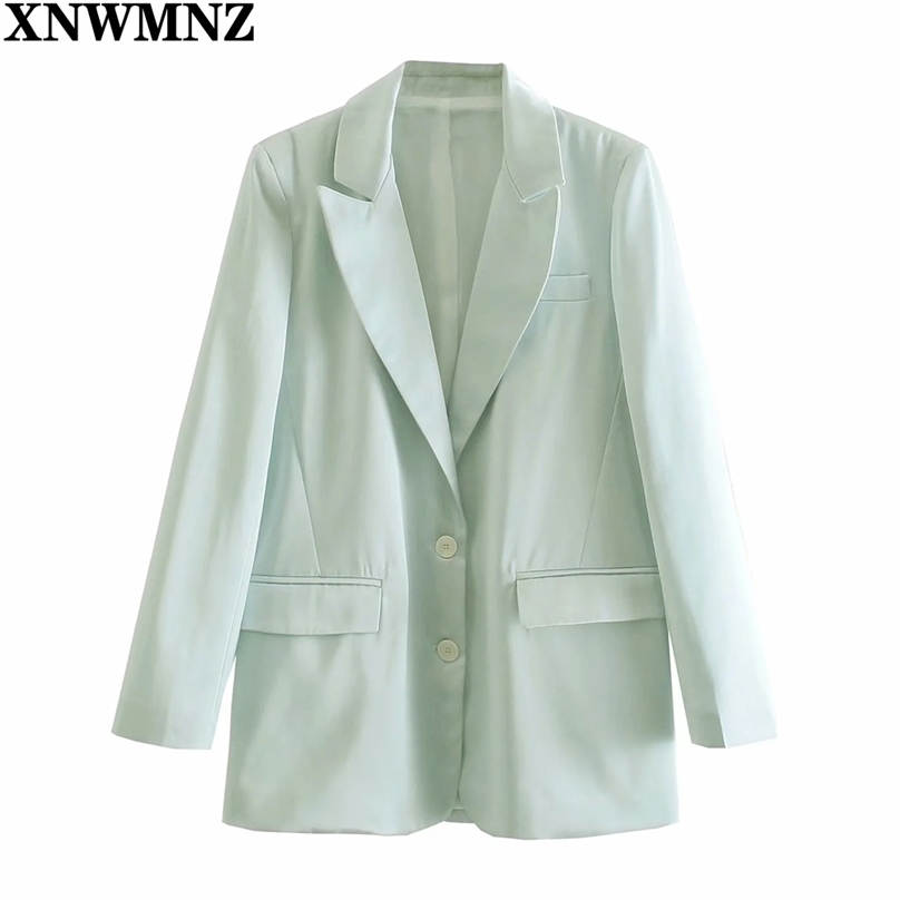 

Women Fashion Solid Blazer Coat Vintage Long Sleeve Female Outerwear Chic Tops Office Lady straight blazer ladies 210520, Picture color