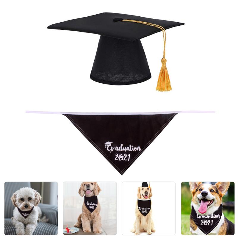 

Party Hats 2 Pcs Pet Graduation Hat Saliva Towel Dog Fashion Collar Decor
