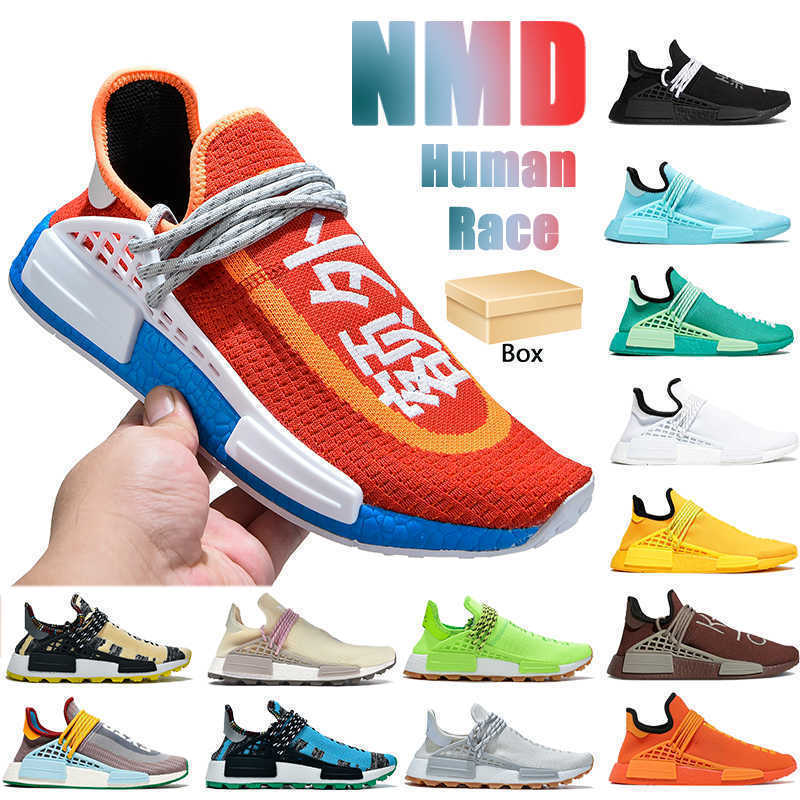 

With Box Nmd Human Race Men Women Running Shoes Core Black White Aqua Orange Chocolate Hu Pharrell Solar Pack Blue Bbc Mens Sneakers, 04# chocolate