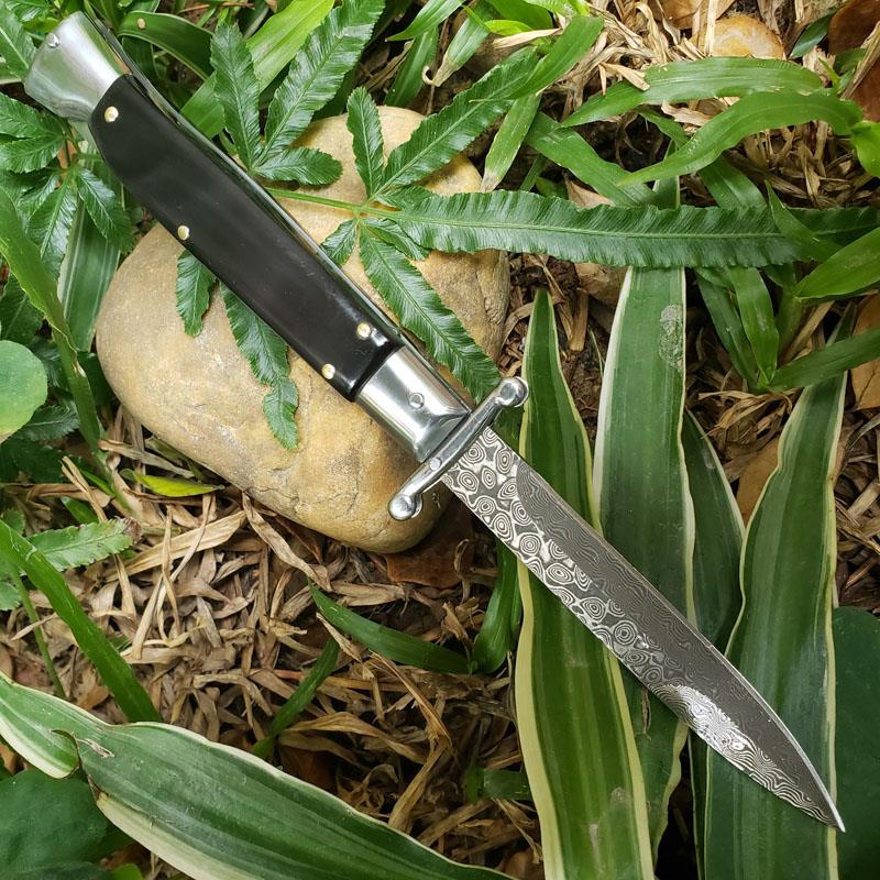 

Steels Steel Automatic Tactical Ebony Knife VG10 Damascus Pocket Top + Folding Blade Sheet Handle EDC Quality Gift Knives Nvhhi
