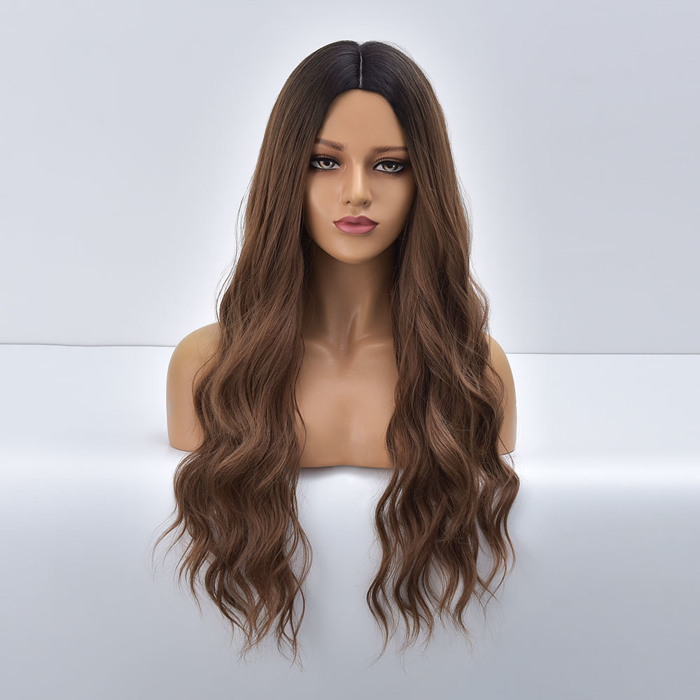 Costume Accessories Black To Brown Wave Long Ombre Natural Synthetic Wigs For Black White Women Colored Fiber Heat Resistant Hair Cosplay Wa-image-749167372