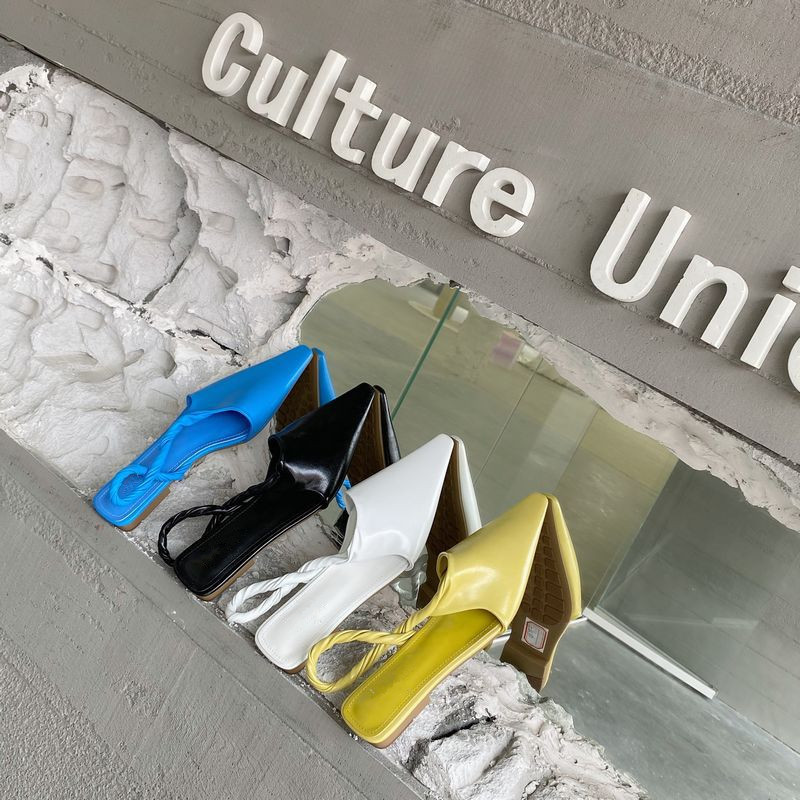 

Ins style Women Flats Sandals Vintage weave Slingback Soft Leather Summer Shoes Comfortable Low heeled Casual Female Shoes Mules K78, Black