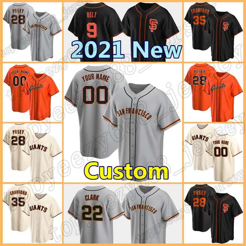 

San Francisco Baseball 22 Will Clark 9 Brandon Belt 35 Brandon Crawford Custom 28 Buster Posey Giants Jersey 12 Alex Dickerson Mens, Custom new cool base(juren)