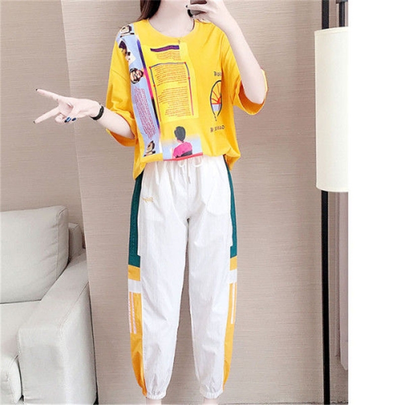 

Summer Sports Suit Women Fashion Loose Casual Streetwear Club Outfits Short Sets 210602, Picture color