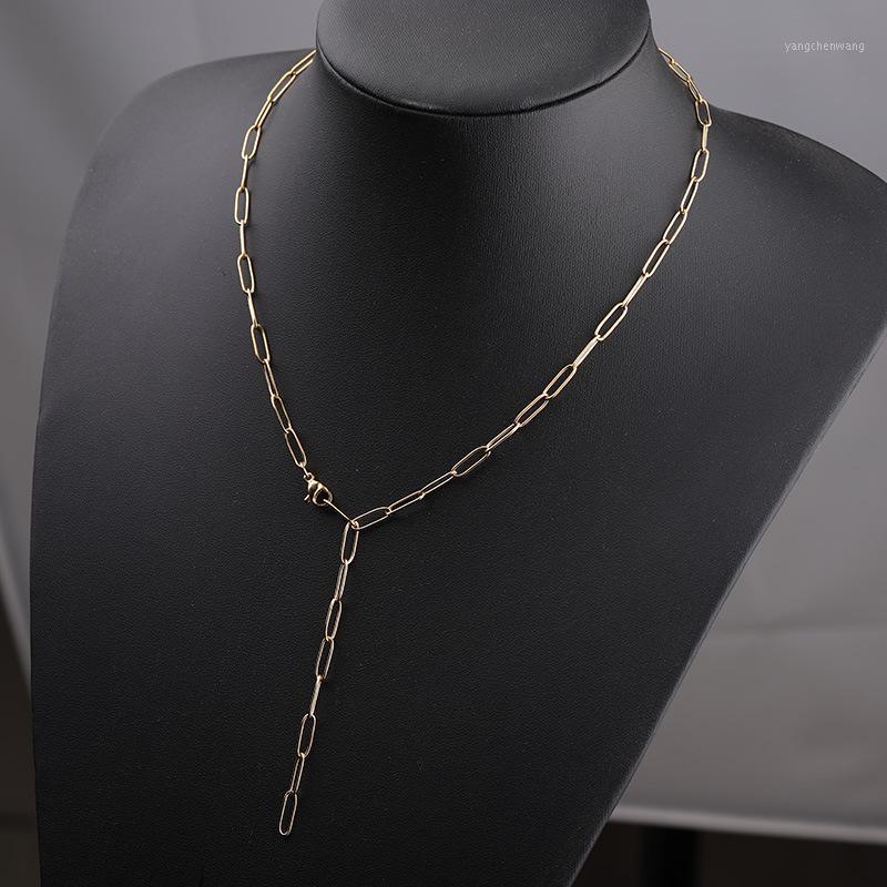 

Punk Chain Necklace Neck Chains For Women Vintage Exaggerated Golden Goth Stainless Steel 2021 Clavicle Jewelry
