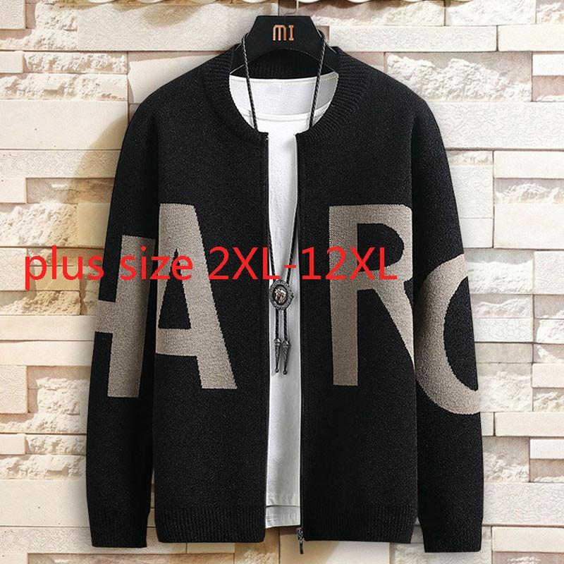 

Men's Sweaters Arrival Super Large Thick Cardigan Coat Mandarin Collar Computer Knitted Autumn And Winter Men Casual Plus Size 2XL-10XL11XL, White;black